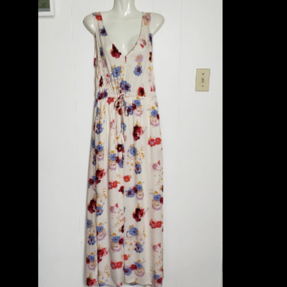 LUCKY BRAND FLORAL SPRITZ PRINT MAXI DRESS SIZE M